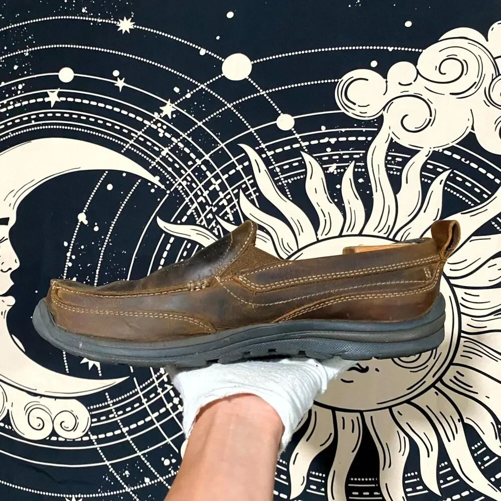 Skechers Superior Gains 63697-CDB Loafer Shoes Men's 9 Brown Leather Casual
